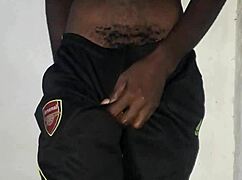 Kenyan man with big dick masturbates on camera