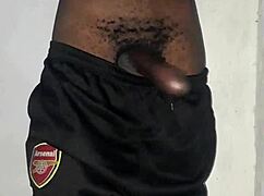 Kenyan man with big dick masturbates on camera