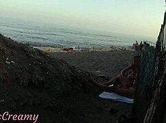 Flashing My Cock in Front of Stepdaughter on Public Beach for Cumshot