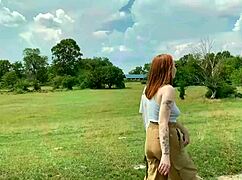 sexy redhead teases before getting to suck cock