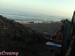 Flashing My Cock in Front of Stepdaughter on Public Beach for Cumshot