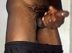 Kenyan man with big dick masturbates on camera