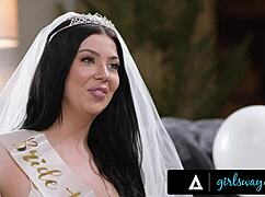 girlsway - pretty bridesmaid emma magnolia shows bride-to-be holly day how a real striptease is done