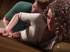 Hot Blonde And Curly Girl Get Fucked Hard In Ass Against Table!