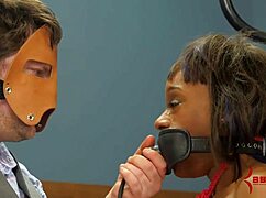 she says, watch the black babe gag on toy and get ass fucked