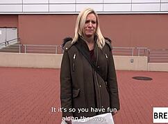 bianca ferrero performs in the breedbus with close-up scenes and natural tits