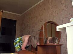 neighbor watches chubby milf through open window