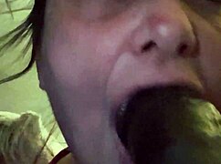 Brunette Slut Deepthroats Big Black Cock and Swallows Cum
