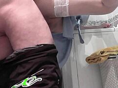 My lover fuckd my wife dogystyle on the washing mashine, creampieing her pusy after shower, hot blonde milf with natural tits and perfect ass in stockins.