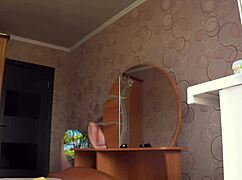 neighbor watches chubby milf through open window