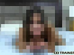 Disgusting little cum piggie swallows load in POV femdom masturbation