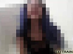 Disgusting little cum piggie swallows load in POV femdom masturbation