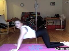 Big Natural Tits Brunette Performs Yoga Live On Webcam.