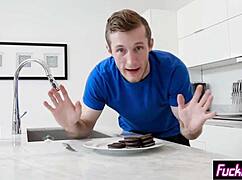 angry horny teen punishes stepbrother in garage for pranks