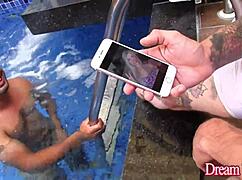 I saw blonde trans slut Carol Penelope eagerly serving three men with her mouth and more.