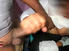 Ebony Indian Doctor Strokes Patient's Big Cock!