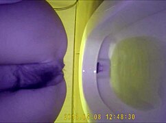 asian teen 18+ pees in hidden toilet spot
