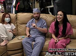 Blaire Celeste performs oral and receives cum in nurse's POV