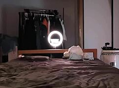 amateur asian handjob leads to cum on stockings