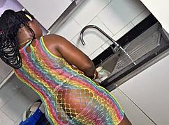 watch that huge ass and tits get fucked by a huge cock in the kitchen