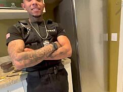 Uniformed police officer bends me over and fucks me and Mii Angel hard