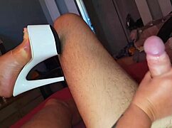 high heels fetish turns on amateurs in bedroom close up