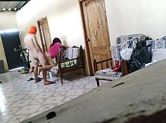 stepmother resting on sofa, stepson arrives and fucks her hard like whore!