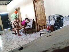 stepmother resting on sofa, stepson arrives and fucks her hard like whore!