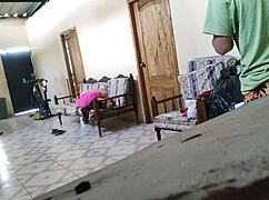 stepmother resting on sofa, stepson arrives and fucks her hard like whore!