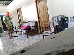 stepmother resting on sofa, stepson arrives and fucks her hard like whore!