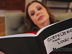 Mature woman enjoys pussy pleasure in threesome.