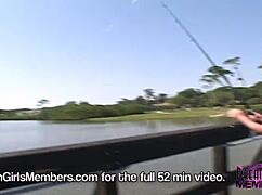 Coed cutie flashing big tits in public park, shaved pussy exposed