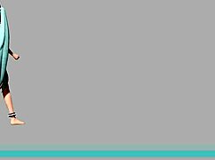 Hatsune Miku in Two Faced Lovers Project Diva nude mod, fully nude with big tits and ass