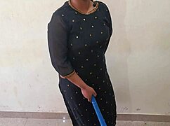 The maid washing dishes fucks the landlord, takes cock in mouth, talks dirty in hindi, he fucks her doggystyle like a virgin