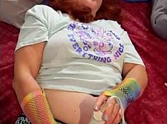 Hotwife Steffi, redhead cougar, SPREADS big pussy lips and MASTURBATES with vibrator in photoshoot