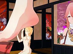 Yae Miko's huge feet tease