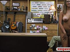 big tits woman with glasses gets a blowjob and then gets fucked by a monster cock in pov