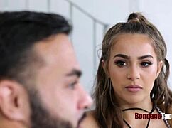 Hey, check out this brunette teen 18+ getting dominated by alphas in bondage 😈