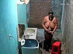 stepmom feels exposed shaving under hidden camera watch.