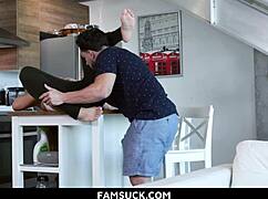 Stepsister, make your stepbrother eat your pussy right here in the living room.