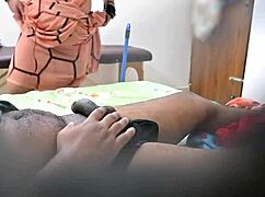 Maid Hema gives a slow and sensual handjob to her boss