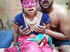 Watch this Indian babe in saree blouse getting licked and fucked with clear Hindi audio!