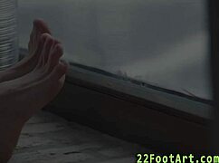 Petite babe enjoys cumshot on her feet during intense footjob