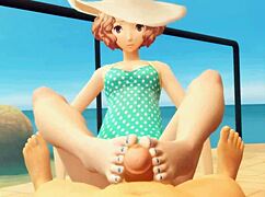 Intense Emotions on Okumura Beach During Footjob Session