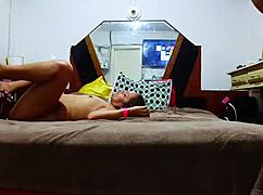 The hidden camera captures the husband filming his wife climaxing on Catra's dick