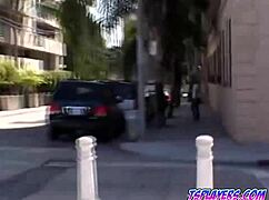 White boy casually deepthroats shemale's huge cock in uniform