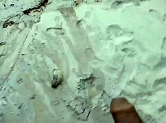 Beach couple cums on blonde wife without condom!