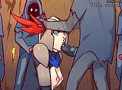 Russian crossdressing gangbang with creampie and cumshot