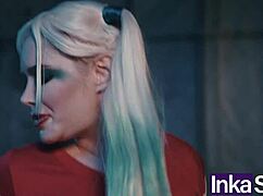 Curvy athletic Harley Quinn receives massage from Superman in parody. They save the world