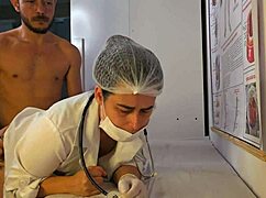 young patient experiences erection during consultation with pretty nurse in hospital